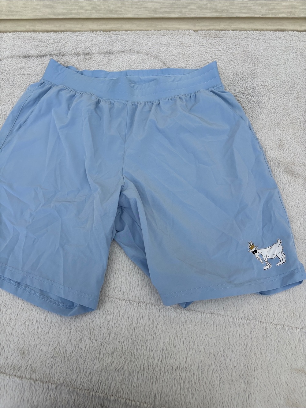 Men's Light Blue Athletic Shorts with Goat Logo